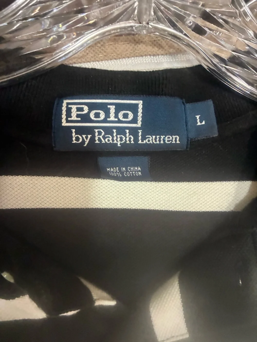 Ralph Lauren Black Polo Shirt with White Stripes